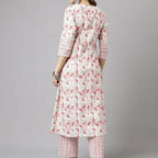 FIORRA Women's White Cotton A-line Kurta with Palazzo