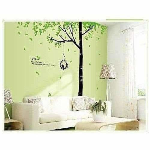 StylishWalls PVC Vinyl Self-Adhesive Calm Green Trees Nature Wall Stickers for Bedroom (Large, 220 x 200 cm)