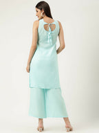Joban Fashion Blue Rayon and Embroidered Work Straight Kurta Bottom Set