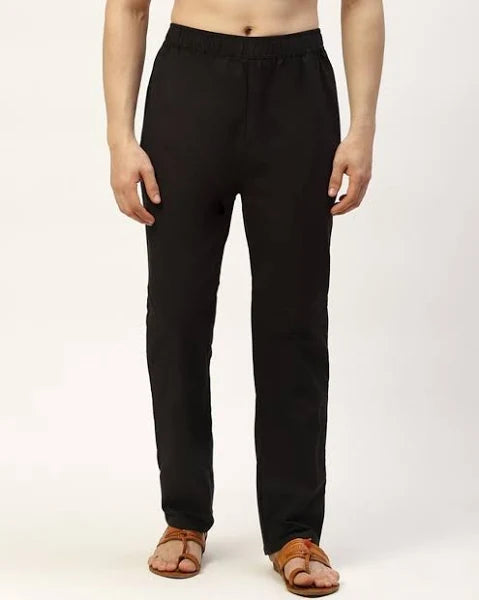 Fabmade Peach & Black Combo Linen Pajama