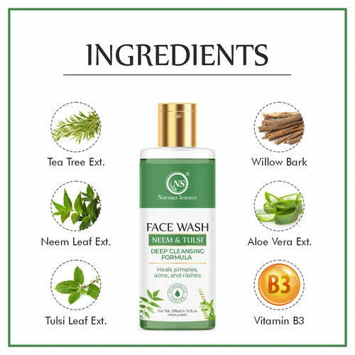 Nuerma Science Neem & Tulsi Face Wash | Deep Cleansing Formula to Heal Pimples, Acne & Rashes