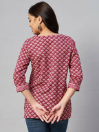 Miravan Women's Floral Printed Pure Cotton Kurti