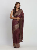 Shree Shyam Fashion Linen Cotton Purple Saree - Distacart