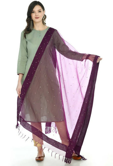 Mominos Fashion Moeza Organza Stone Work Purple Dupatta
