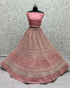 Jyoti Fashion Women's Pink Heavy Net Fancy Dori, Multi Thread, Rainbow Sequins and Diamond Work Wedding Lehenga Choli