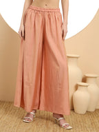 Yufta Silk Peach Anarkali Kurta Dupatta Palazzo Set - Distacart