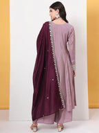 Yufta Silk Purple Anarkali Kurta Dupatta Palazzo Set - Distacart