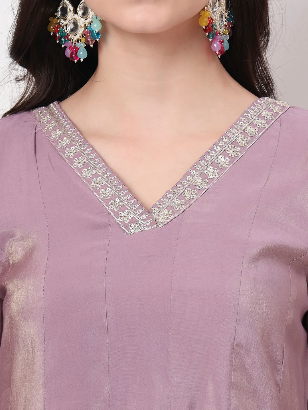 Yufta Silk Purple Anarkali Kurta Dupatta Palazzo Set - Distacart