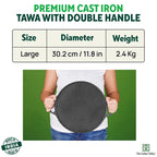 The Indus Valley CASTrong Cast Iron Roti/Dosa Tawa, Pre-seasoned, Nonstick, 100% Pure, Toxin-free, Gas & Induction,Spatula, 30.2cm, 2.4kg