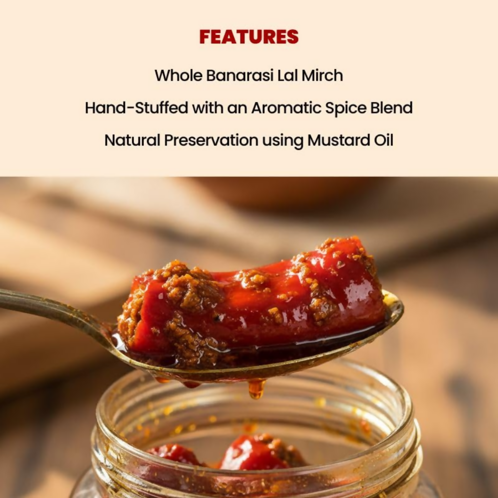 Jhaji Store Lal Mirch Bharua Achar (Stuffed Red Chilli Pickle)
