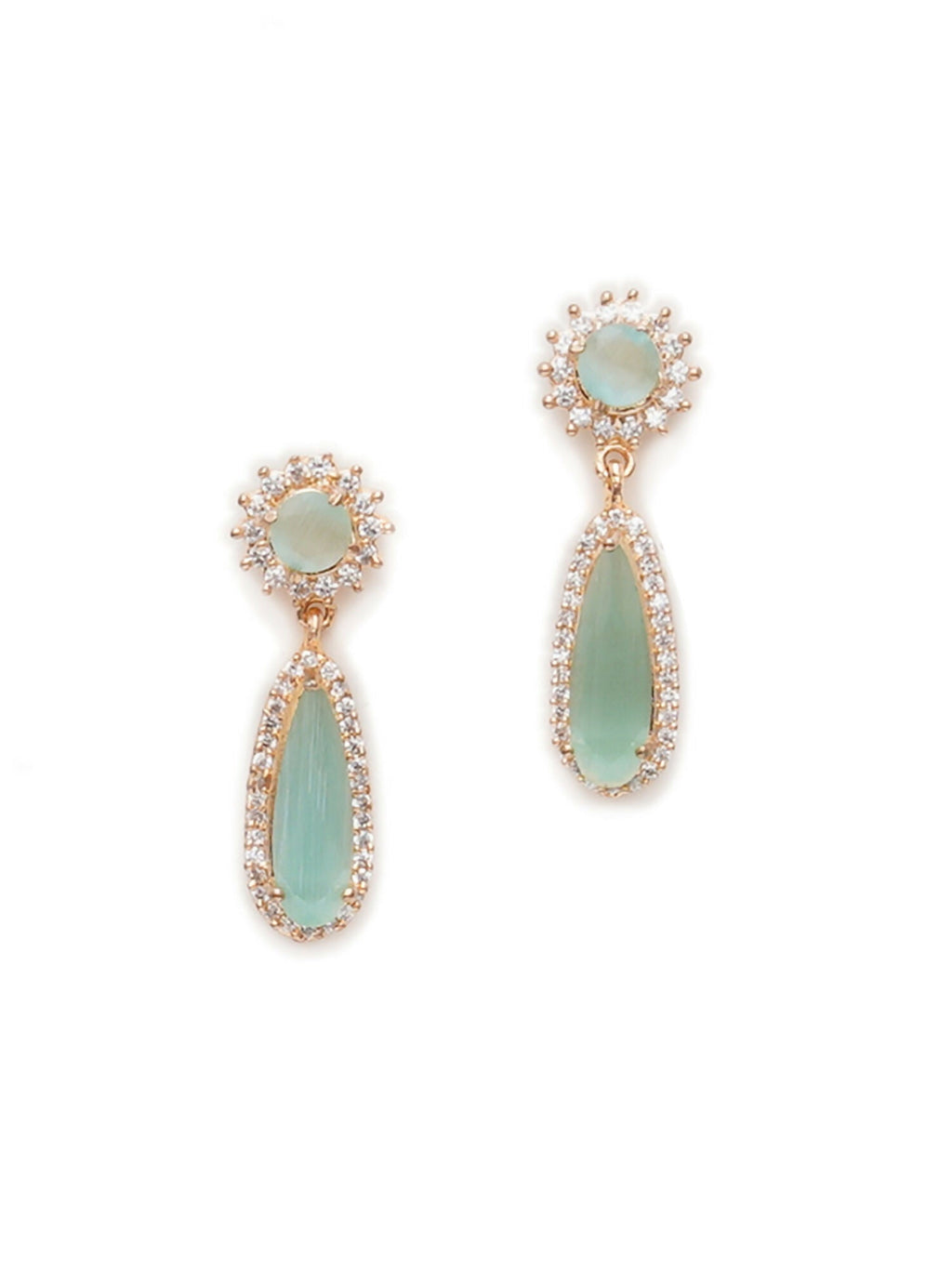 Long kundan earring (Mint green ) - Ruby Raang - Distacart