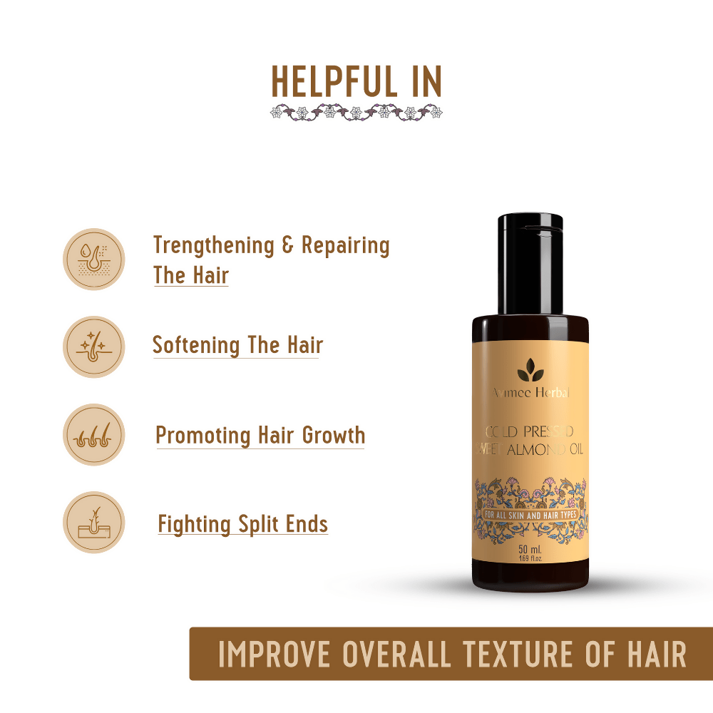 Avimee Herbal Cold Pressed Sweet Almond Oil, Fight Split Ends With Vitamin E