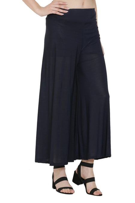 Asmaani Navy Blue Color Lycra Fabric Flared Palazzo