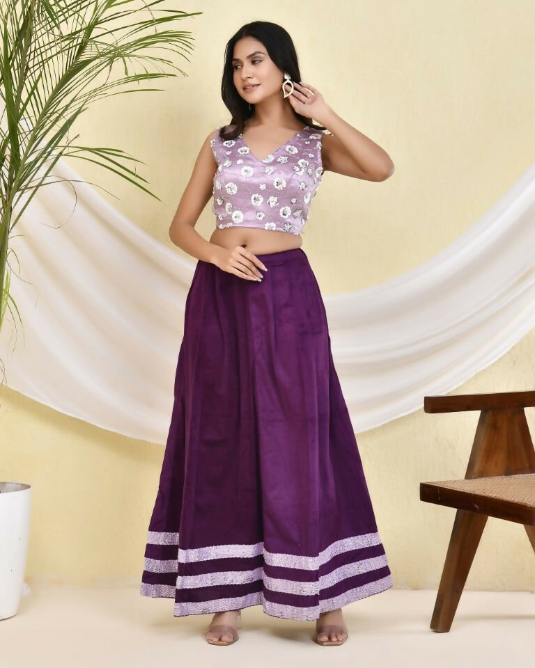 Amodini Designer Studio Floral Lavendar Sleeveless Padded Blouse