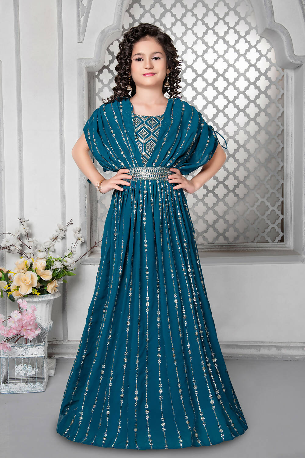 Kids Wedding Designer Rama Fox Georgette Gown - Aaradhna