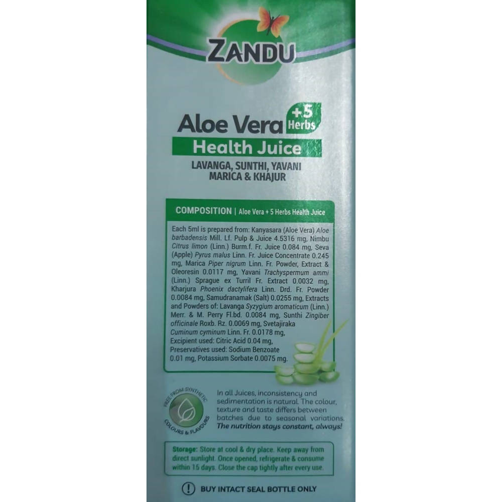 Zandu Aloe Vera And 5 Herbs Health Juice - Distacart