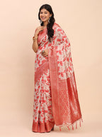Shree Shyam Fashion Linen Cotton Red Saree - Distacart