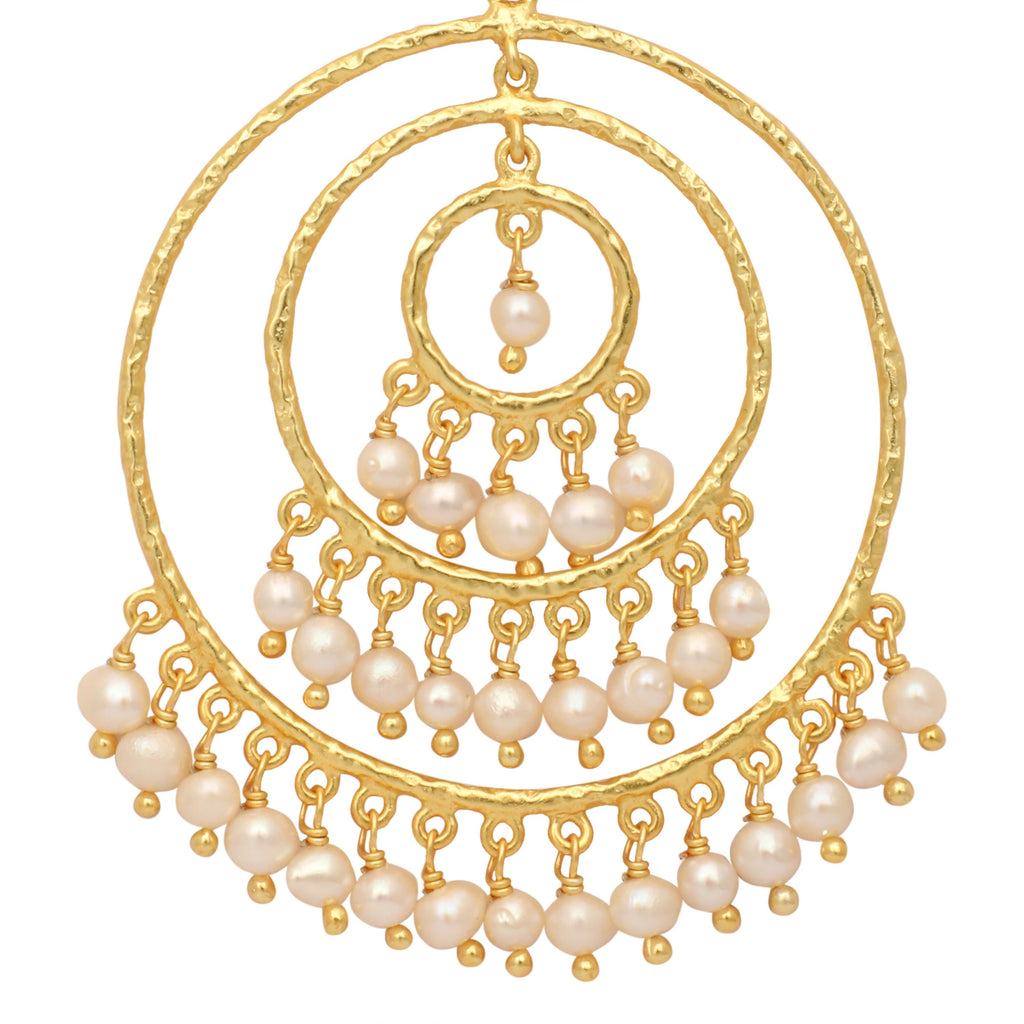 Nuyug 18k Triple Pearl Hoop Anti Tarnish Earrings - Distacart