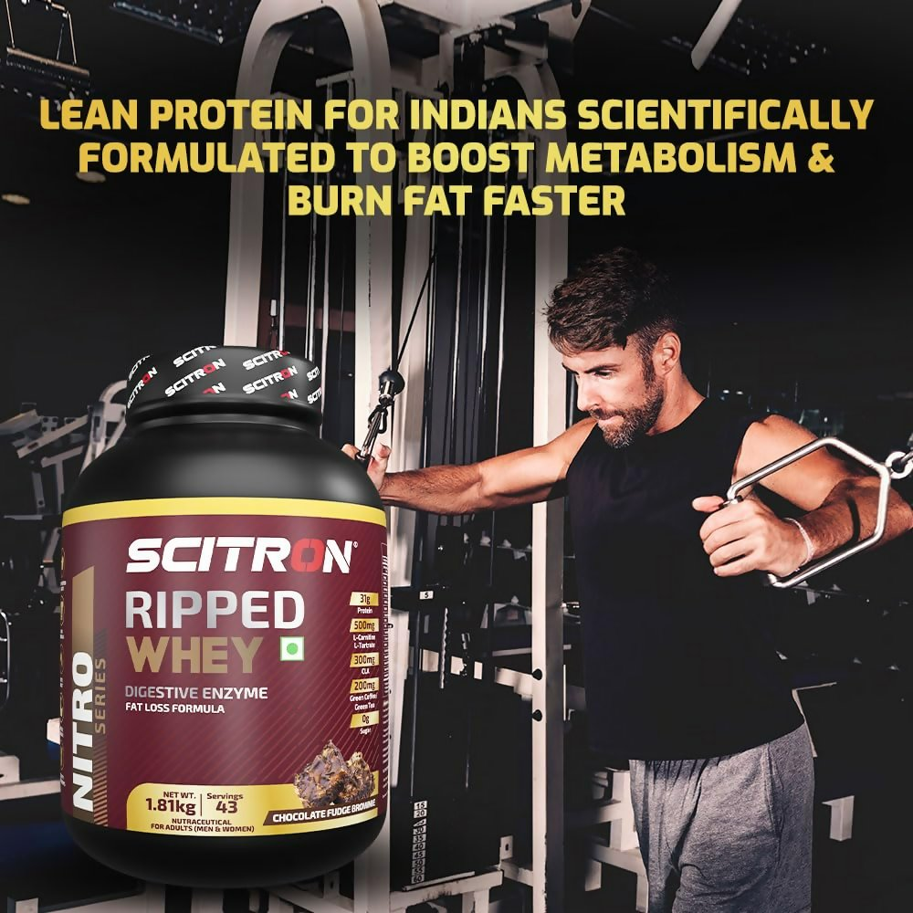 Scitron Ripped Whey Protein Powder Flavor Chocolate Fudge Brownie - Distacart