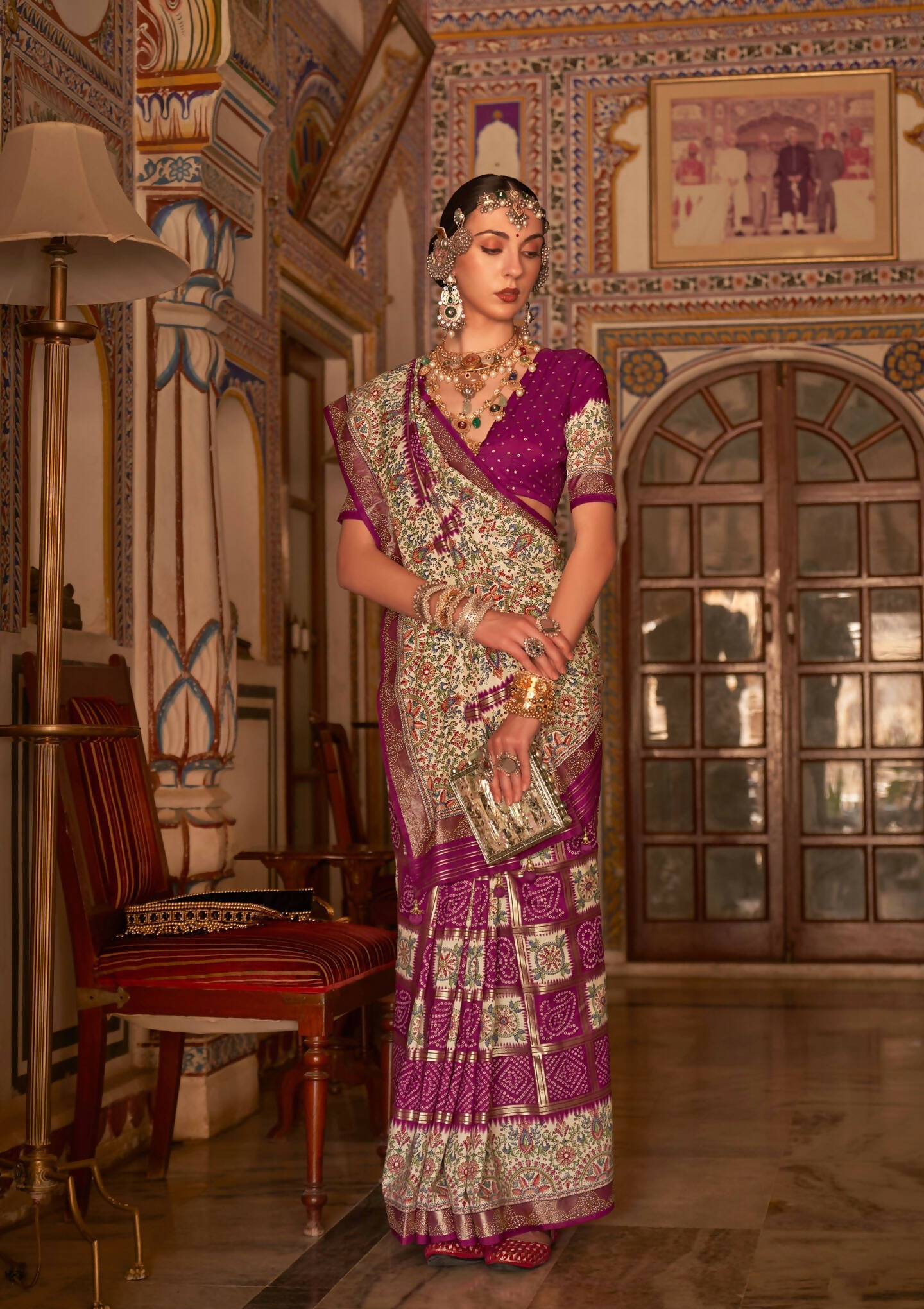 Rani P V Silk Digital Print, Zari Work Printed Saree - Rewaa Parampara