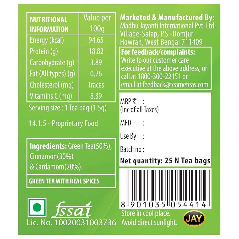TE-A-ME Uplift Kashmiri Kahwa Natural Green Tea Bags - Distacart