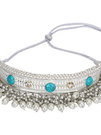 Joban Fashion Women White Beads Style Silver Tone Necklace