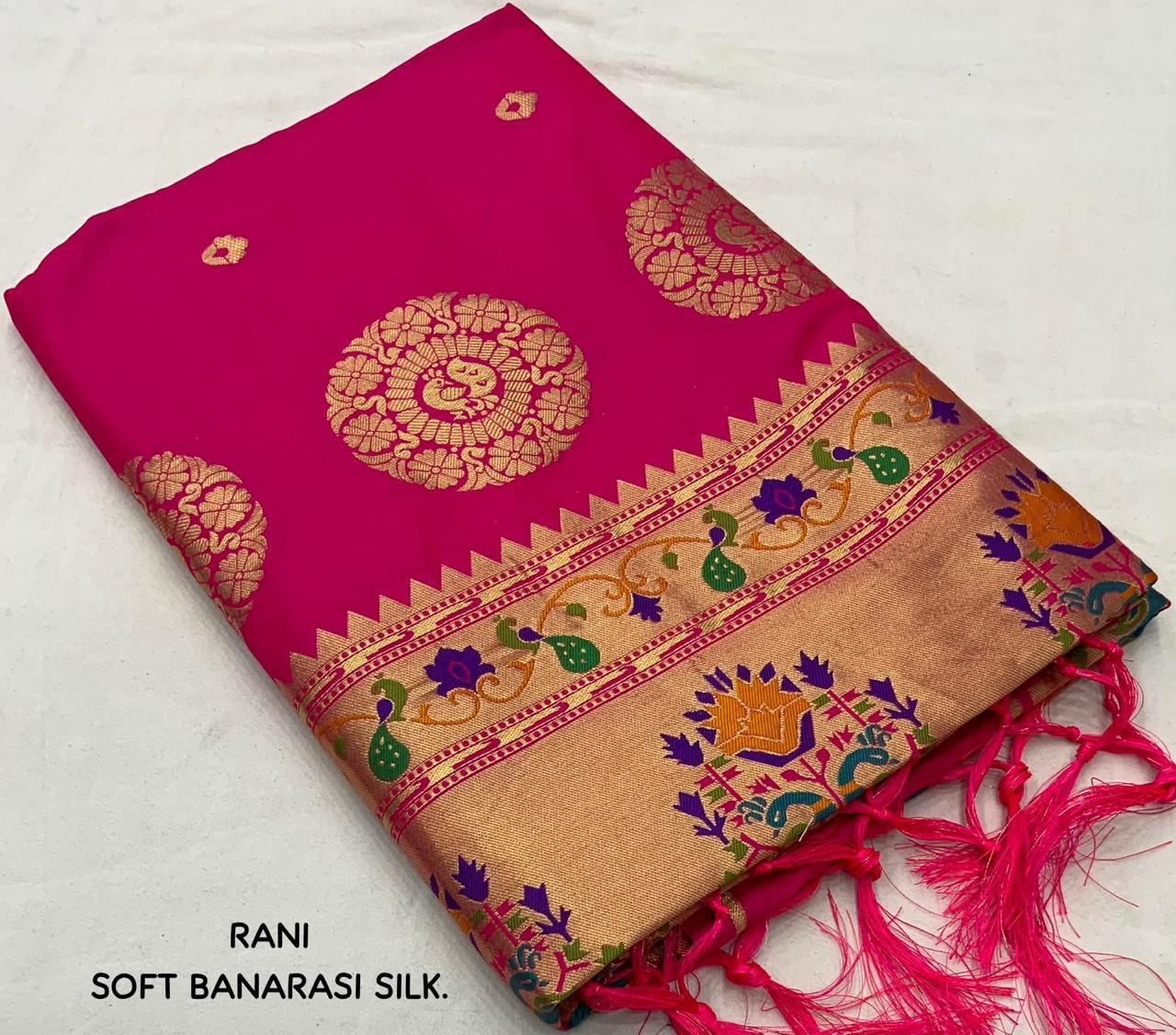 Rani Pure Silk Woven Design Saree with Unstitched Blouse - Hiral Fashion