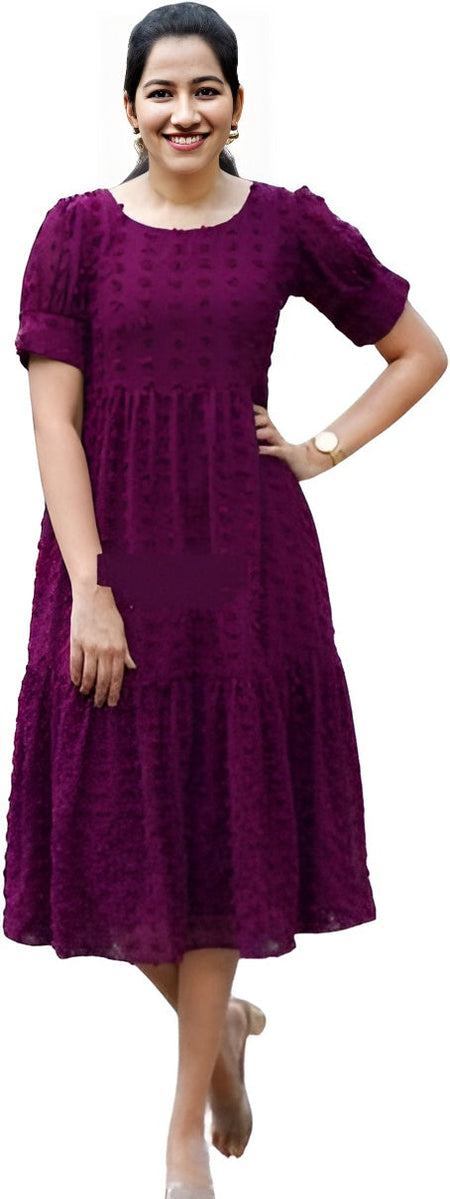 PAVONINE Buta-Design Wine Dress For Girls & Women