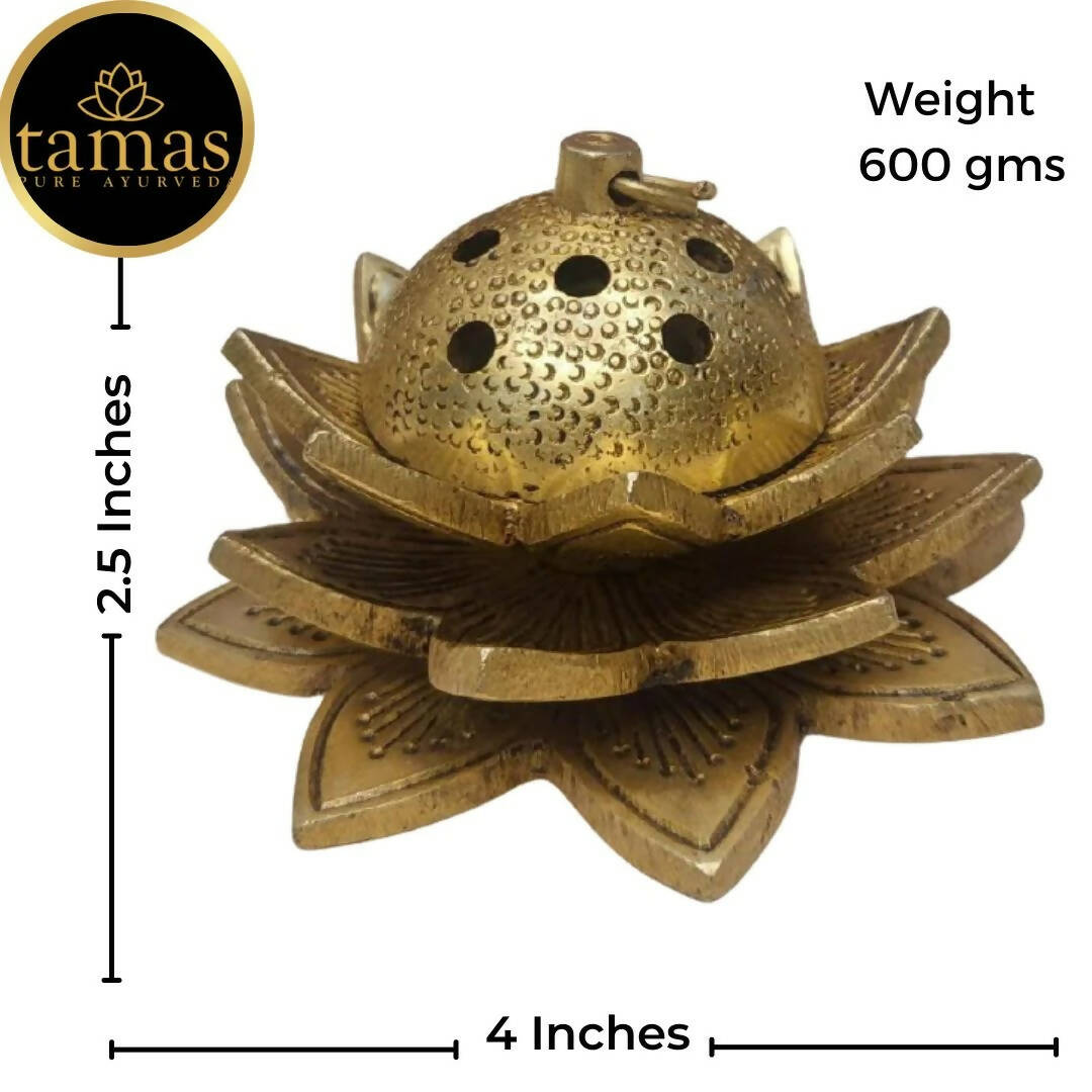 Tamas Brass Handcrafted Lotus Dhoop Stand with Antique Finish