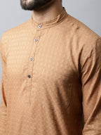 Even Apparels Brown Color Pure Cotton Men's Kurta With Band Collar (CHK1200) - Distacart