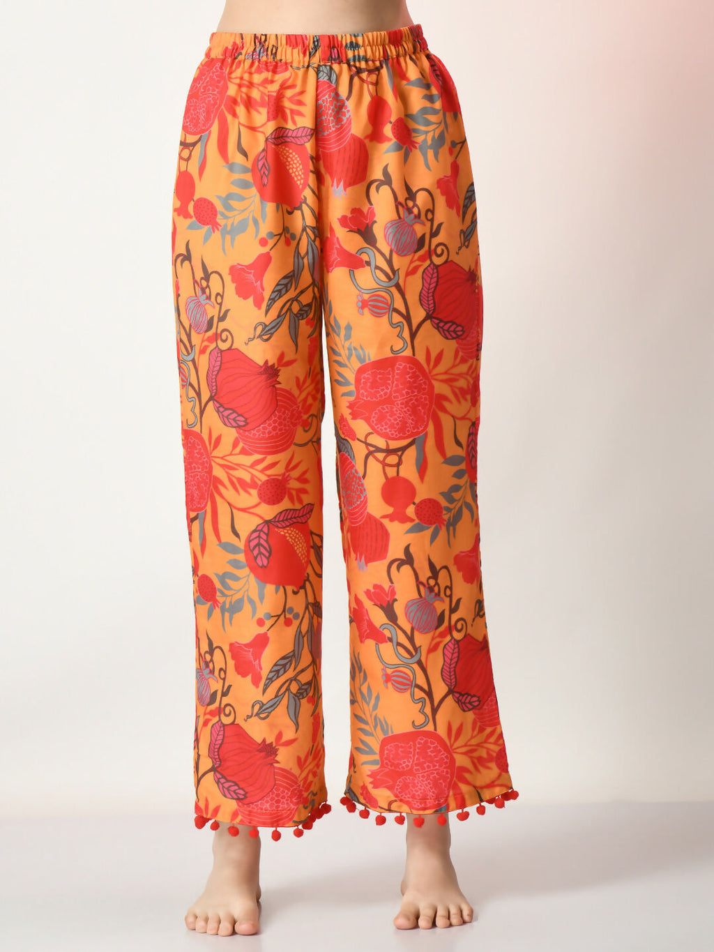 Myshka Women's Yellow Printed Kurta With Palazzos