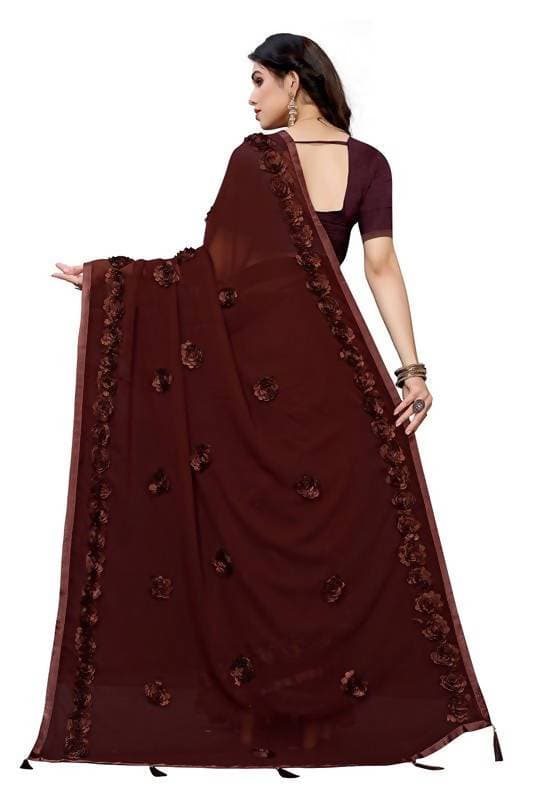 Vamika Brown Georgette Embroidery Saree (GULABO COFFEE)