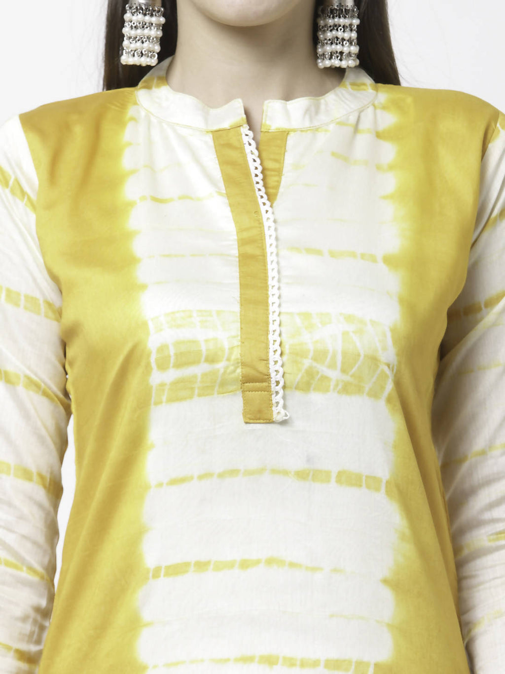 Myshka Women Yellow Viscose Printed 3/4 Sleeve Round Neck Kurta Pant Dupatta Set