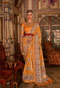 Hot Mustard P V Silk Digital Print, Zari Work Printed Saree - Rewaa Parampara