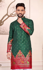 Anaita Green Dola Silk Straight Kurta With Foil Work