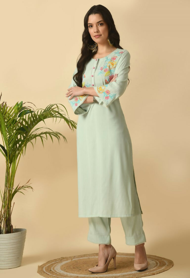 Joban Fashion L.Green Cotton Rayon Kurta Set