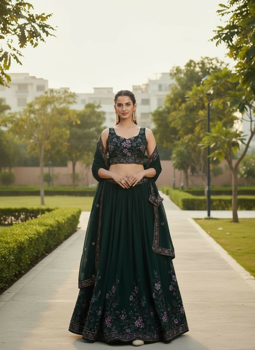 Lehenga Mart Designer Indian Wedding Lehenga Choli-Green - Distacart
