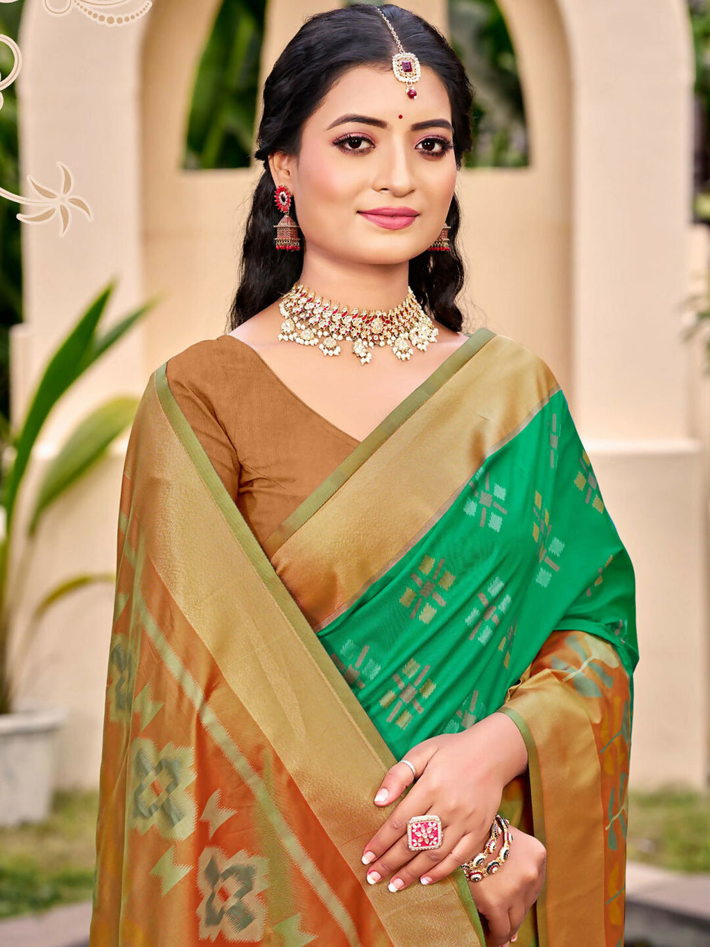 Shree Shyam Fashion Pochampalli Silk Brown Saree - Distacart