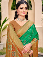 Shree Shyam Fashion Pochampalli Silk Brown Saree - Distacart