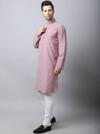 Even Apparels Red Pure Cotton Men's Kurta With Band Collar - Distacart