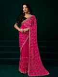 Joban Fashion Rani Pink Net Party Wear Sarees - Distacart