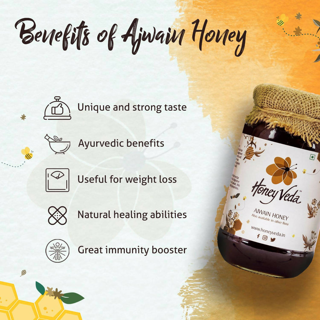 HoneyVeda Premium Raw Ajwain Honey - Distacart