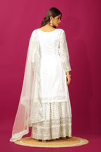 Teeya Creation Wine Color Chinnon Silk Heavy Embroidery Work Fully Stitched Sharara Suit - Distacart