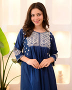 The52 Women's Beautiful Viscose Rayon Fabric Thread Work Flared Kurta Pant Set - Distacart