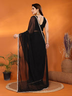Designer Partywear Black Georgette Fancy Saree - Durga