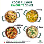 The Indus Valley TurboCuk Tri-ply Stainless Steel Biryani Cooking Pot/Casserole, Premium Quality, 3 Layer Thick Body, Cool Silicone Handles, 100% Toxin-free, Non-stick, Induction & Gas, Spatula, 2.9L