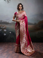 Shree Shyam Fashion Maroon Silk Blend Saree - Distacart