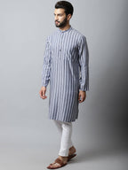 Even Apparels Blue Color Pure Cotton Men's Kurta With Band Collar (STR1168) - Distacart