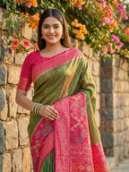 Shree Shyam Fashion Mehndi Pochampally Silk Saree - Distacart