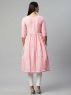 Ahalyaa Womens Pink Pure Cotton Printed Kurtas - Distacart